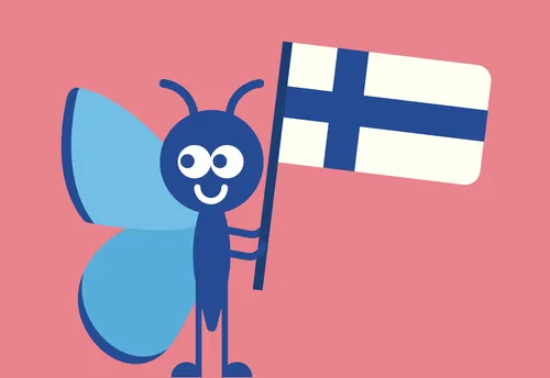 Butterfly holding the flag of Finland
